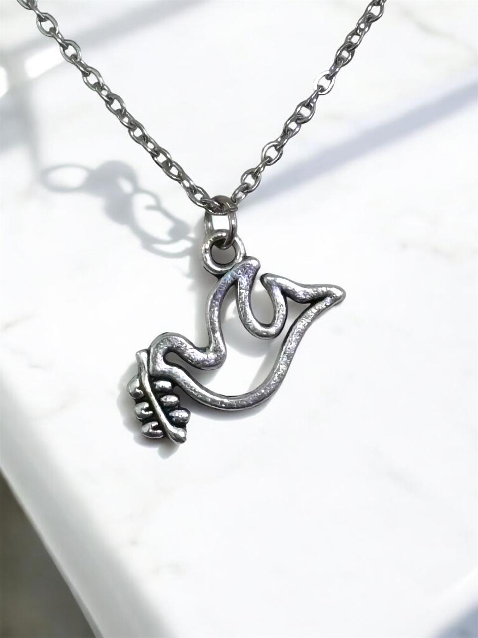 Whispers of Peace – Dove & Olive Branch Charm 16" inch Jewellery | Stainless steel, Anti Tarnish, Rust resistance jewellery