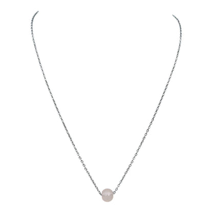 Peach Beaded Single Layer Premium German Silver Neck Chain (16 inch), Minimalist Single Bead Design, Anti Tarnish Silver Chain, Long durability.